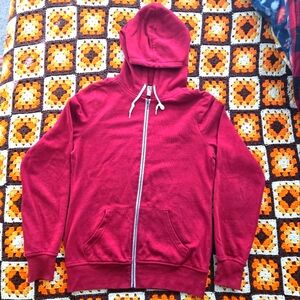 Zine Red Zip-up Hooded Sweatshirt